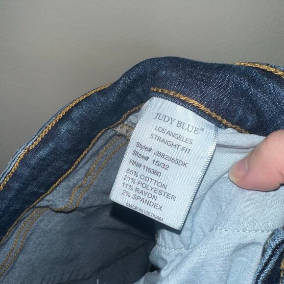 Judy Blue Dark Wash Straight Fit Jeans Women’s 15/32 Stretch Denim - Picture 5 of 6